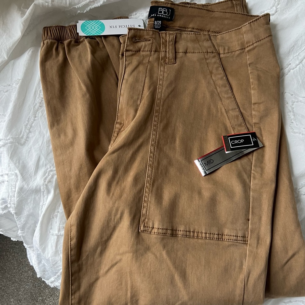Tan Midrise Crop Length Joggers